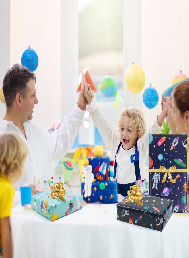 AirCool Birthday Wrapping Paper For Kids Girls Boys Women Men, Outer Space Design Wrapping Paper, 3 Designs Space Wrapping Paper 9 Sheets Folded Flat 19.7x27.6 inches per sheet - Image 5